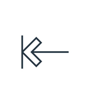 Ok konseptinden sol ok simgesi vektörü. Sol okun düzeltilebilir vuruşunun ince çizgisi. Web ve mobil uygulamalarda kullanmak için sol ok doğrusal işareti, logo, yazdırma ortamı.