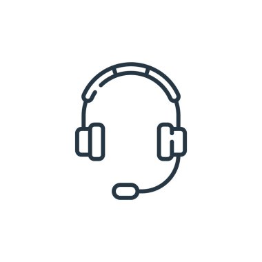 Havacılık kavramından kalma kulaklık ikonu vektörü. Düzenlenebilir kulaklıkların ince bir çizgisi. Web ve mobil uygulamalarda kullanmak için kulaklıklar doğrusal işaret, logo, yazdırma ortamı.