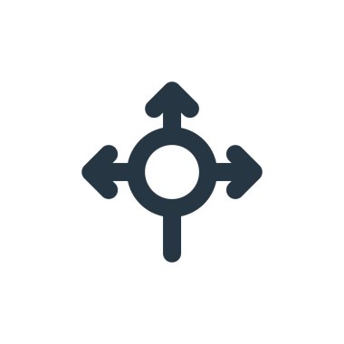 Ok konseptinden bağlantı ikonu vektörü. Kavşağın düzenlenebilir vuruşunun ince çizgisi. Web ve mobil uygulamalar, logo ve yazdırma ortamlarında kullanmak için doğrusal bağlantı işareti.