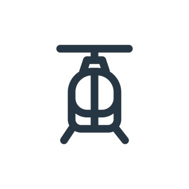 Ulaşım konseptinden helikopter ikonu vektörü. Helikopterin düzenlenebilir vuruşunun ince çizgisi. Web ve mobil uygulamalarda kullanmak için helikopter doğrusal işareti, logo, yazdırma ortamı.