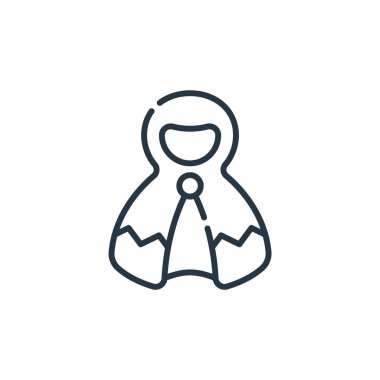 Video oyunu elemanları konseptinden CLOAK simge vektörü. CLOAK düzenlenebilir vuruşunun ince bir çizgisi. Web ve mobil uygulamalar, logo ve yazdırma ortamlarında kullanmak için CLOAK doğrusal işareti.