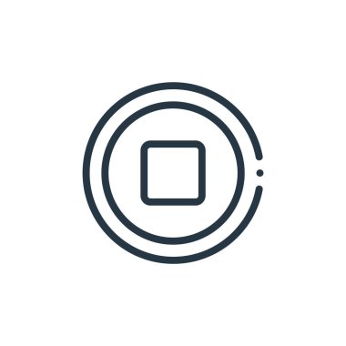 Müzik konseptinden simge vektörünü durdur. Düzenlenebilir felcin ince bir çizgisi. Web ve mobil uygulamalarda kullanmak için doğrusal işareti durdur, logo, yazdırma ortamı.