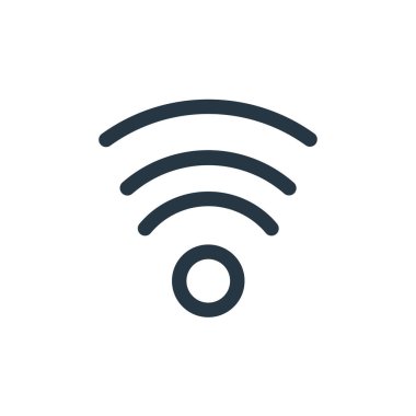 Wi-Fi ikon vektörü, akıllı telefondan kısmi konsept. Kablosuz internet felcinin ince bir çizgisi. Web ve mobil uygulamalarda kullanmak için wifi doğrusal işareti, logo, yazdırma ortamı.
