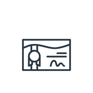 Çevrimiçi öğrenme bölümü konseptinden sertifika simgesi vektörü. Düzenlenebilir felç sertifikasının ince çizgisi. Web ve mobil uygulamalarda kullanmak için sertifika doğrusal işareti, logo, yazdırma ortamı.