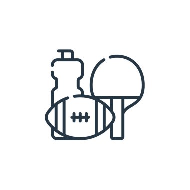 Süpermarket konseptindeki spor ikonu vektörü. Düzenlenebilir spor vuruşunun ince çizgisi. Web ve mobil uygulamalarda kullanmak için spor doğrusal işareti, logo, yazdırma ortamı.