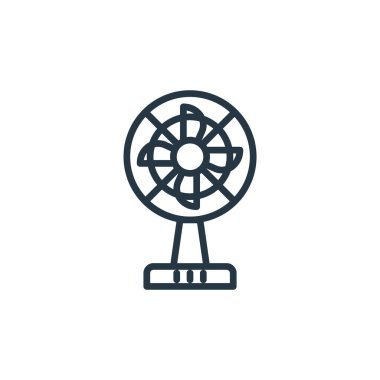 Mobilya konseptinden fan ikonu vektörü. Düzenlenebilir vuruşların ince çizgisi. Web ve mobil uygulamalarda kullanmak için fan doğrusal işareti, logo, yazdırma ortamı.