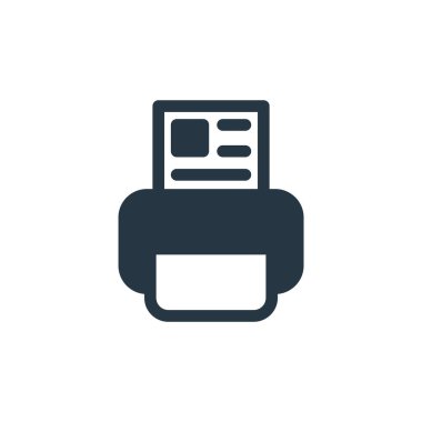 Yazıcı ve faks konseptinden kağıt yazıcı ikonu vektörü. Kağıt yazıcısının düzenlenebilir vuruşunun ince çizgisi. Web ve mobil uygulamalarda kullanmak için kağıt yazıcısı doğrusal işareti, logo, yazdırma ortamı.