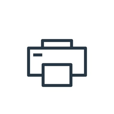 ui kavramından yazıcı simgesi vektörü. Yazıcının düzenlenebilir vuruşunun ince çizgisi. Web ve mobil uygulamalarda kullanmak için yazıcı doğrusal işareti, logo, yazdırma ortamı.