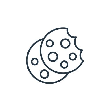 Fırın konseptinden kurabiye ikonu vektörü. Kurabiyelerin düzenlenebilir darbelerinin ince çizgisi. Web ve mobil uygulamalarda kullanmak için çerez doğrusal işareti, logo, yazdırma ortamı.