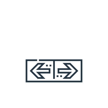 Sürüş okulu konseptinden yön ikonu vektörü. Yönlendirilebilir vuruşun ince çizgisi. Web ve mobil uygulamalarda kullanmak için doğrusal yön işareti, logo, yazdırma ortamı.