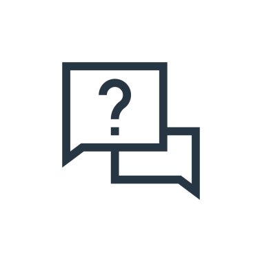 Mesaj konseptinden soru ikonu vektörü. Sorgulanabilir vuruşun ince çizgisi. Web ve mobil uygulamalarda kullanmak için soru doğrusal işareti, logo, yazdırma ortamı.