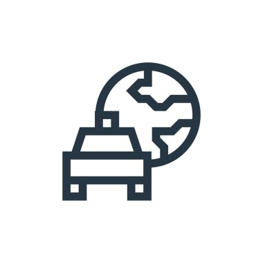 Taksi servisi konseptinden taksi ikonu vektörü. İnce çizgili, düzenlenebilir felç çizgisi. Web ve mobil uygulamalarda kullanım için taksi doğrusal işareti, logo, yazdırma ortamı.