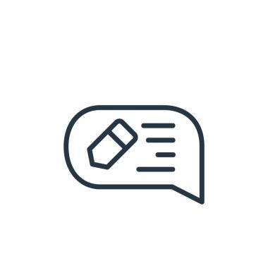 çevrimiçi öğrenme bölümü konseptinden mesaj simgesi vektörü. Mesajın düzenlenebilir darbesinin ince çizgisi. Web ve mobil uygulamalarda kullanmak için ileti doğrusal işareti, logo, yazdırma ortamı.