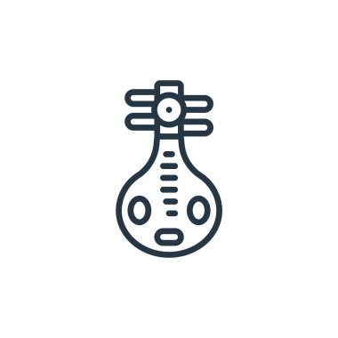 Çin Yeni Yıl konseptinden gitar ikonu vektörü. Düzenlenebilir gitar vuruşunun ince çizgisi. Web ve mobil uygulamalarda kullanmak için gitar doğrusal işareti, logo, yazdırma ortamı.