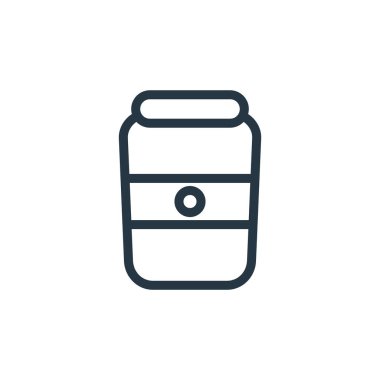 Yiyecek ve içecek konseptinden kavanoz ikonu vektörü. Kavanoz düzenlenebilir felcin ince çizgisi. Web ve mobil uygulamalarda kullanmak için kavanoz doğrusal işareti, logo, yazdırma ortamı.