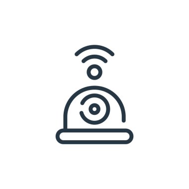 Nesnelerin internet konseptinden CCTV ikon vektörü. Düzenlenebilir inmenin ince bir çizgisi. Web ve mobil uygulamalarda kullanmak için ccTV doğrusal işareti, logo, yazdırma ortamı.