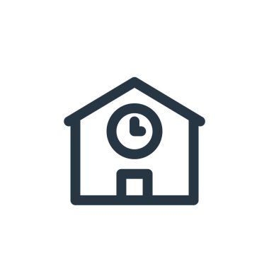 Okul konseptinden bir ikon vektörü. Okul düzenlenebilir felcin ince bir çizgisi. Web ve mobil uygulamalarda kullanım için okul doğrusal işareti, logo, yazdırma ortamı.