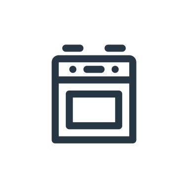 Mobilya konseptinden fırın ikonu vektörü. İnce çizgili, düzenlenebilir fırın darbesi. Web ve mobil uygulamalarda kullanmak için ocak doğrusal işareti, logo, yazdırma ortamı.