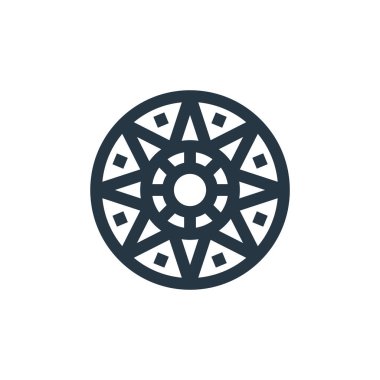 Cinco de mayonez kavramından Aztek takvim ikonu vektörü. Aztek takviminin düzenlenebilir vuruşunun ince çizgisi. Web ve mobil uygulamalarda kullanmak için aztec takvim doğrusal işareti, logo, yazdırma ortamı.