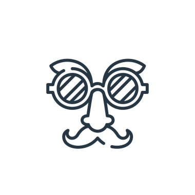 Parti ve kutlama konseptinden gözlük ikonu vektörü. İnce çizgili gözlük çizimi düzenlenebilir felç. Web ve mobil uygulamalarda kullanmak için gözlük doğrusal işareti, logo, yazdırma ortamı.