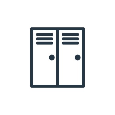 Okul konseptindeki dolap ikonu vektörü. Düzenlenebilir felcin ince bir çizgisi. Web ve mobil uygulamalarda kullanmak için dolap doğrusal işareti, logo, yazdırma ortamı.