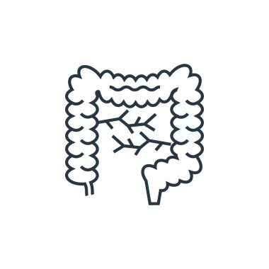 Hücrelerin organları ve tıbbi kenevir konseptinden bağırsak ikonu taşıyıcısı. İnce çizgili, düzenlenebilir bağırsak felci çizgisi. ağ ve mobil uygulamalarda kullanmak için barsak doğrusal işareti, logo, yazdırma ortamı.