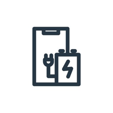 Teknoloji konseptindeki cep telefonu ikonu vektörü. Düzenlenebilir cep telefonu vuruşunun ince bir çizgisi. Web ve mobil uygulamalarda kullanmak için cep telefonu doğrusal işareti, logo, yazdırma ortamı.