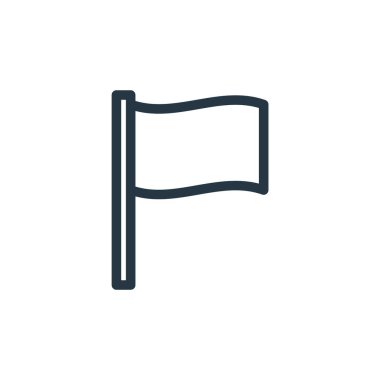 Okul konseptindeki bayrak ikonu vektörü. Düzenlenebilir bayrak vuruşunun ince çizgisi. Web ve mobil uygulamalarda kullanım için bayrak doğrusal işareti, logo, yazdırma ortamı.