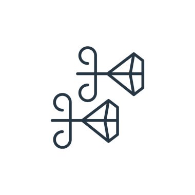 Mücevher konseptinden ikon vektör küpe. Düzenlenebilir felcin ince bir çizgisi. Web ve mobil uygulamalarda kullanmak için doğrusal küpe işareti, logo, yazdırma ortamı.