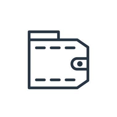 Yaz konseptindeki cüzdan ikonu vektörü. Cüzdan düzenlenebilir darbenin ince çizgisi. Web ve mobil uygulamalarda kullanmak için cüzdan doğrusal işareti, logo, yazdırma ortamı.