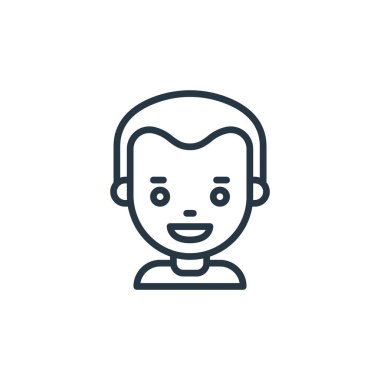 Çocuk avatarları konseptinden erkek ikon vektörü. Düzenlenebilir erkek felcinin ince bir çizgisi. Web ve mobil uygulamalarda kullanmak için çocuk doğrusal işareti, logo, yazdırma ortamı.