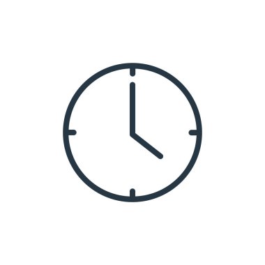 Seo konseptinden zaman simgesi vektörü. Zaman düzenlenebilir felcin ince bir çizgisi. Web ve mobil uygulamalarda kullanmak için zaman doğrusal işareti, logo, yazdırma ortamı.