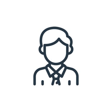 İş dünyasının simge taşıyıcısı. Düzenlenebilir bir iş adamı vuruşunun ince çizgisi. Web ve mobil uygulamalarda kullanmak için işadamı doğrusal işareti, logo, yazdırma medyası.