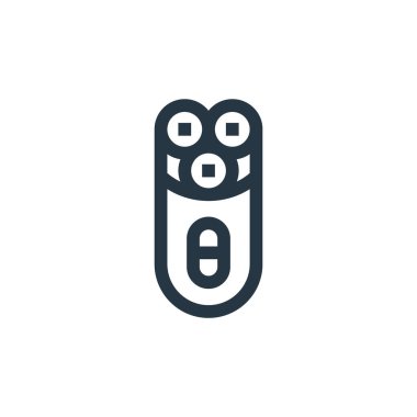 Kuaförlük ve berber dükkanı konseptindeki traş ikonu vektörü. Tıraş edilebilir felcin ince bir çizgisi. Web ve mobil uygulamalarda kullanmak için doğrusal traş işareti, logo, yazdırma ortamı.