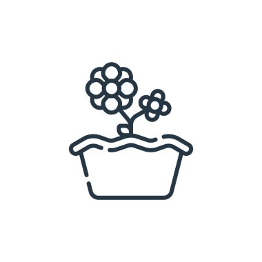 Bahar konseptinden bir çiçek ikonu vektörü. Çiçek düzenlenebilir felcin ince bir çizgisi. Web ve mobil uygulamalarda kullanım için çiçek doğrusal işareti, logo, yazdırma ortamı.