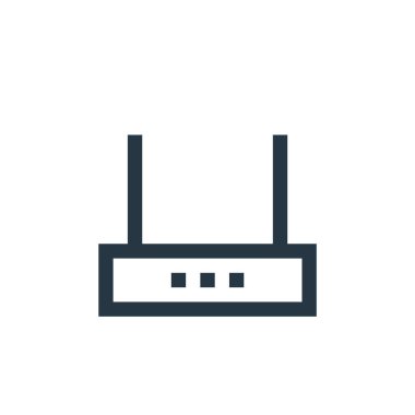 Ağ konseptinden kablosuz yönlendirici ikon vektörü. Kablosuz modem düzenlenebilir felcin ince bir çizgisi. Web ve mobil uygulamalar, logo ve yazdırma ortamlarında kullanmak için wifi router lineer işareti.