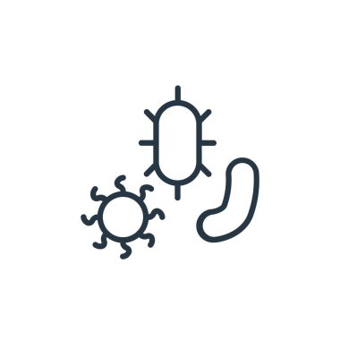 Sağlık konseptindeki bakteri ikonu vektörü. Düzenlenebilir bakteri felcinin ince çizgisi. Web ve mobil uygulamalarda kullanmak için bakteri doğrusal işareti, logo, yazdırma ortamı.