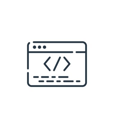 Programlama kavramından ikon vektörü programlanıyor. Düzenlenebilir felcin ince bir çizgisi. Web ve mobil uygulamalarda kullanım için doğrusal programlama işareti, logo, yazdırma ortamı.