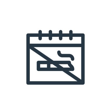 Sigara içmeyi bırakan ikon vektörünü bırak. Sigara içmeyi bırakmanın ince bir çizgisi. İnternet ve mobil uygulamalar, logo ve yazdırma ortamlarında kullanım için sigara içme doğrusal işaretini bırak.