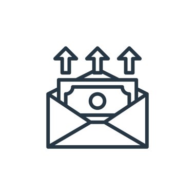 İşçi Bayramı konseptinden maaş ikonu vektörü. Düzenlenebilir maaş vuruşunun ince çizgisi. Web ve mobil uygulamalarda kullanım için maaş doğrusal işareti, logo, yazdırma ortamı.