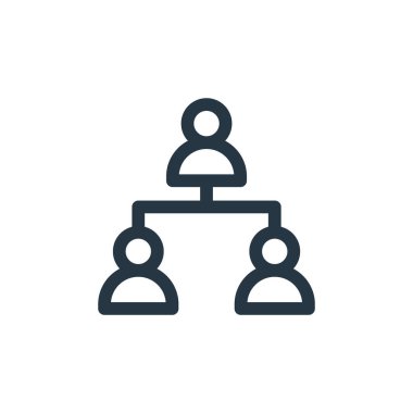 İş idaresi konseptindeki hiyerarşi ikonu vektörü. Düzenlenebilir hiyerarşi vuruşunun ince çizgisi. Web ve mobil uygulamalarda kullanmak için hiyerarşi doğrusal işareti, logo, yazdırma ortamı.