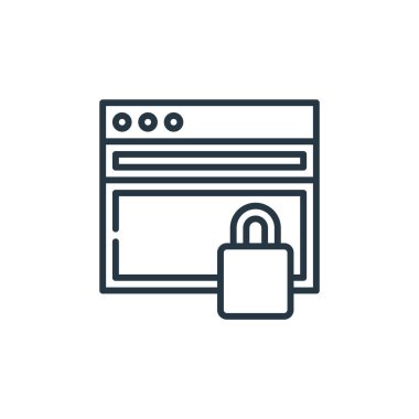 Siber güvenlik kavramından koruma ikonu vektörü. Düzenlenebilir felcin ince bir çizgisi. Web ve mobil uygulamalarda kullanım için doğrusal koruma işareti, logo, yazdırma ortamı.