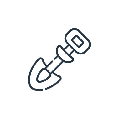 Video oyunu elemanları kavramından kürek ikonu vektörü. Düzenlenebilir kürek darbesinin ince çizgisi. Web ve mobil uygulamalarda kullanmak için kürek doğrusal işareti, logo, yazdırma ortamı.