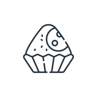 Şekerler ve şekerler konseptinden mantar ikonu vektörü. İnce çizgili, düzenlenebilir mantar felci çizgisi. Web ve mobil uygulamalar, logo ve yazdırma ortamlarında kullanım için trüf doğrusal işareti.