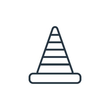 İşçi Bayramı konseptinden koni ikonu vektörü. Düzenlenebilir koni felcinin ince bir çizgisi. Web ve mobil uygulamalarda kullanmak için koni doğrusal işareti, logo, yazdırma ortamı.