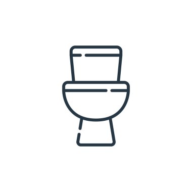 WC ikon vektörü hijyen rutin konseptinden. İnce çizgili düzenlenebilir felç çizgisi. wc web ve mobil uygulamalarda kullanmak için doğrusal işaret, logo, yazdırma ortamı.