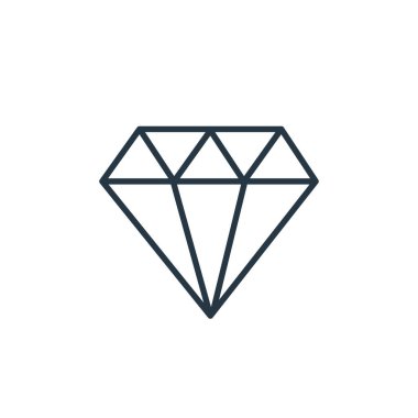 Mücevher konseptinden elmas ikon vektörü. İnce çizgili, düzenlenebilir elmas darbesi. Web ve mobil uygulamalarda kullanmak için elmas doğrusal işaret, logo, yazdırma ortamı.