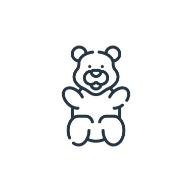 Şekerler ve şekerler konseptinden ayıcıklı şekerleme ikonu vektörü. Kurgulanabilir ayıcıklı jelibonun ince bir çizgisi. Web ve mobil uygulamalar, logo ve yazdırma ortamlarında kullanmak için ayıcıklı jelibon doğrusal işareti.