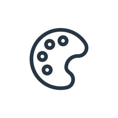 Grafik tasarım konseptinden renk paleti simgesi vektörü. Renk paleti düzenlenebilir vuruşunun ince çizgisi. Web ve mobil uygulamalarda kullanmak için renk paleti doğrusal işareti, logo, yazdırma ortamı.