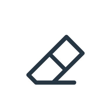 İş ve yönetim kavramından silgi simgesi vektörü. Silinebilir felcin ince bir çizgisi. Web ve mobil uygulamalarda kullanmak için silgi doğrusal işareti, logo, yazdırma ortamı.